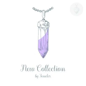 Hand drawn pendant on a chain. Vector illustration of a sketch style. Stock Illustration