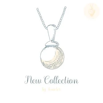 Hand drawn pendant on a chain. Vector illustration of a sketch style. Stock Illustration