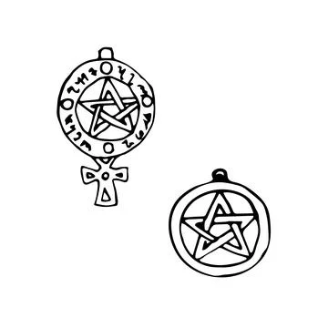Hand drawn pentacle magic amulet Stock Illustration