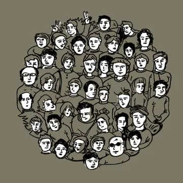 Hand Drawn People Crowd イラスト素材