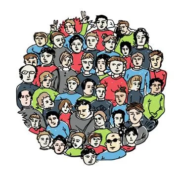 Hand Drawn People Crowd Stock Illustration