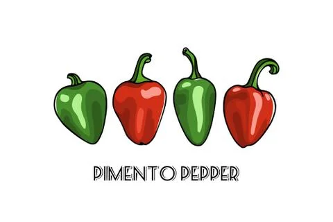 Hand drawn peppers Stock Illustration