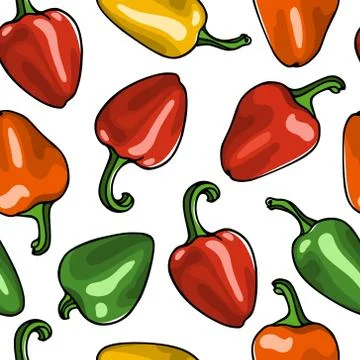 Hand drawn peppers pattern Stock Illustration