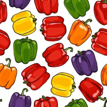 Hand drawn peppers pattern Stock Illustration