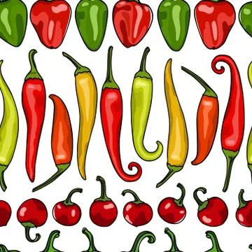 Hand drawn peppers pattern Illustrazione stock