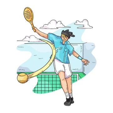 Hand drawn person playing padel illustration Illustrazione stock