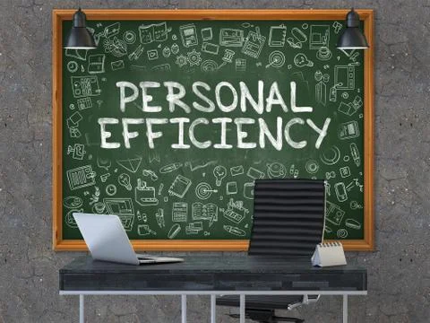 Hand Drawn Personal Efficiency on Office Chalkboard Stock Illustration