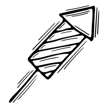 Hand drawn petard. Doodle firecracker, firework, sparkler. Celebration concep Stock Illustration
