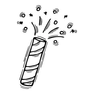 Hand drawn petard. Doodle firework, firecracker, sparkler. Celebration concep Stock Illustration