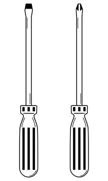 Hand drawn PH and Sl screwdrivers. Doodle style. Vector. Stock Illustration