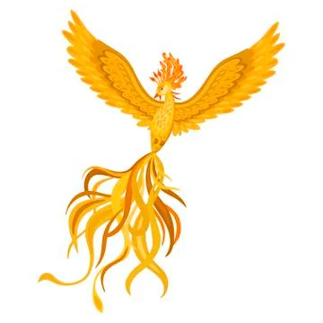 Hand drawn phoenix fire bird. Vector illustration Stock Illustration