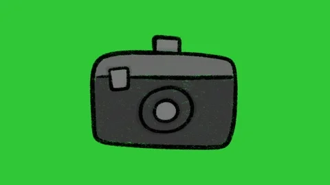 Hand-Drawn Photography Camera Animation on Green Screen | camera Vídeos de archivo 332615011