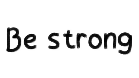 Hand drawn phrase - Be strong. Charcoal texture. Video stock 155431385
