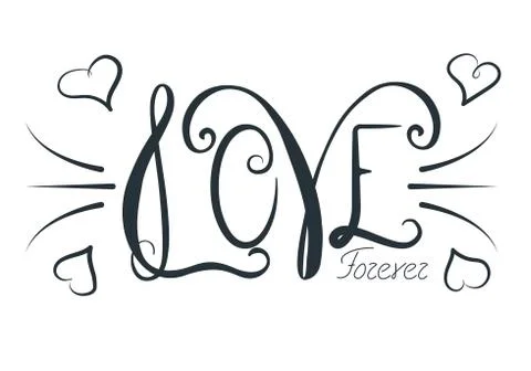 Hand drawn phrase Forever love. Lettering design for posters, t-shirts Stock Illustration