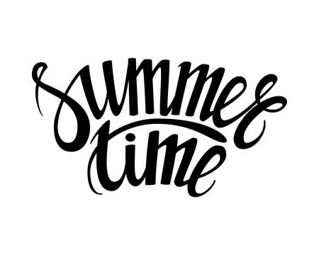 Hand drawn phrase Summer time isolated on the white background. Hand letter.. Stock Illustration