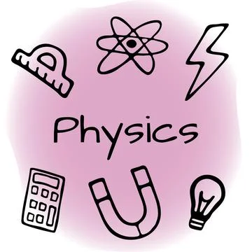 Hand drawn physics design set. Doodle style vector illustration Illustrazione stock