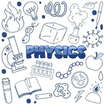 Hand Drawn Physics Science Icons and Elements Stock Illustration