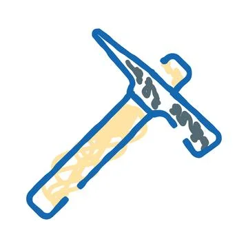 Hand drawn pickaxe tool for mining and digging concept 库存插图