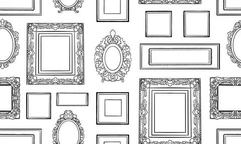 Hand Drawn Picture Frames Vector Seamless Pattern Ilustración de archivo