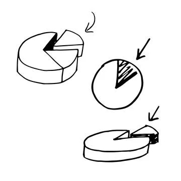 Hand drawn pie chart doodle Stock Illustration