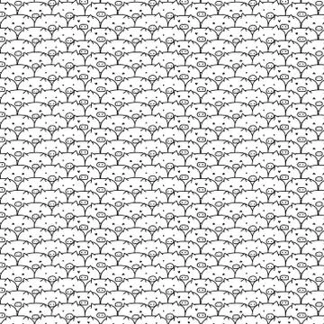 Hand drawn pig vector pattern. Doodle art. Stock Illustration