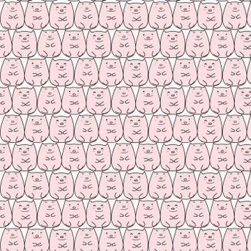 Hand drawn pig vector pattern. Doodle art. Stock Illustration