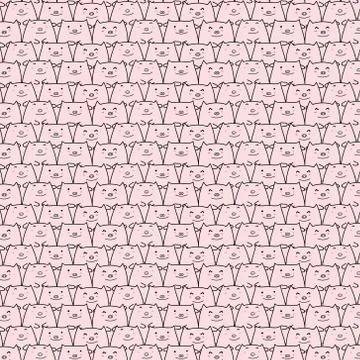 Hand drawn pig vector pattern. Doodle art. Illustrazione stock
