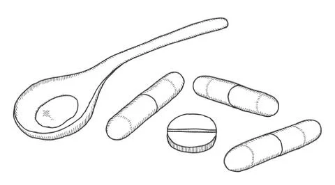 Hand drawn pills Stock Illustration