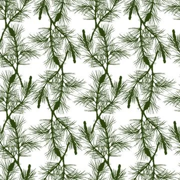 Hand drawn pine branch seamless pattern Stock Illustration