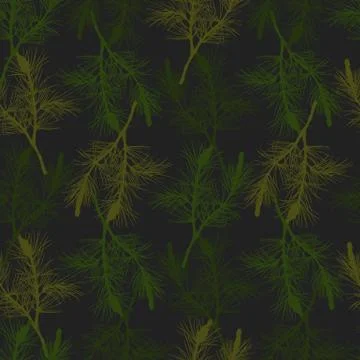 Hand drawn pine branch seamless pattern Stock Illustration