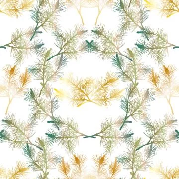 Hand drawn pine branch seamless pattern Stock Illustration