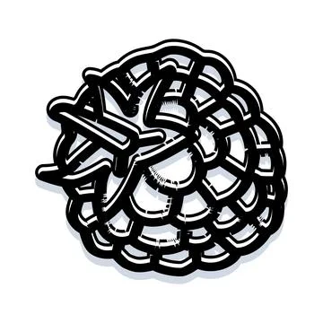 Hand drawn pine cone illustration outline art Stock Illustration