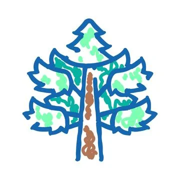 Hand drawn pine tree doodle icon concept Stock Illustration