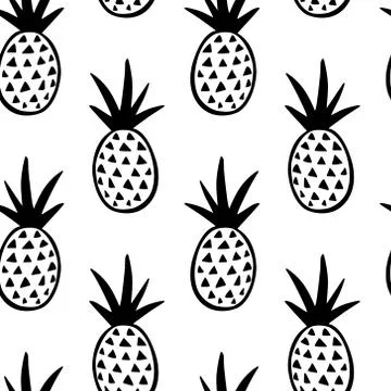 Hand drawn pineapple pattern Stock Illustration