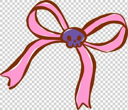 Hand drawn Pink Bow With Skull Illustration Stock Illustration