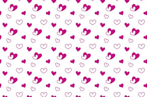 Hand drawn pink hearts pattern Stock Illustration