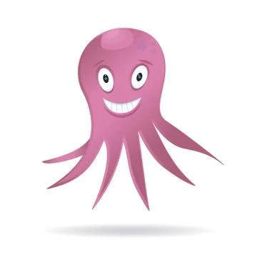 Hand Drawn Pink Octopus Stock Illustration