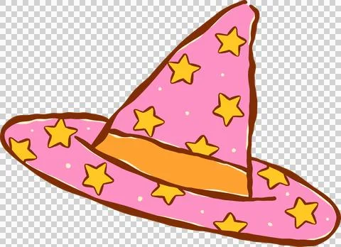 Hand Drawn Pink Witch Hat Illustration Stock Illustration