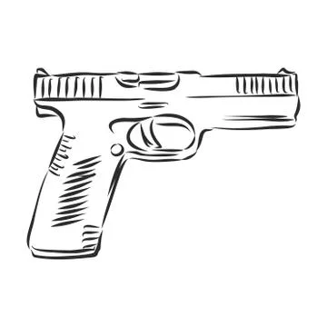 Hand drawn pistol isolated . vector sketch illustration Stock Illustration