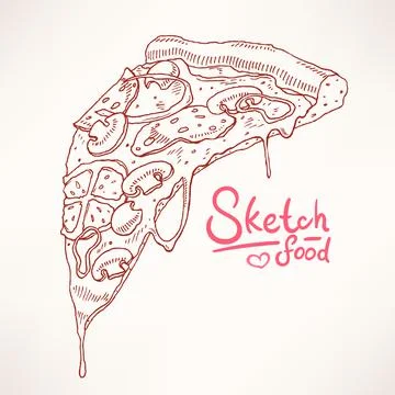 Hand-drawn pizza Stock Illustration