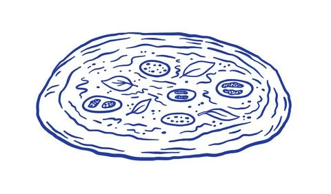Hand drawn pizza vector illustration. Italian pizzeria, fast food in doodle.. Stock-Illustration