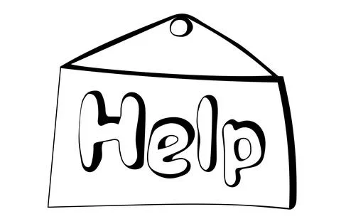 Hand drawn placard with  Help text in doodle style. Illustrazione stock