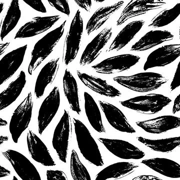 Hand drawn plant leaves vector seamless pattern. Stock Illustration