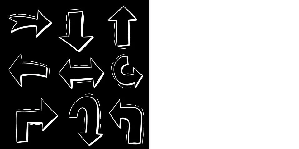 Hand drawn pointer arrow doodle element Illustrazione stock
