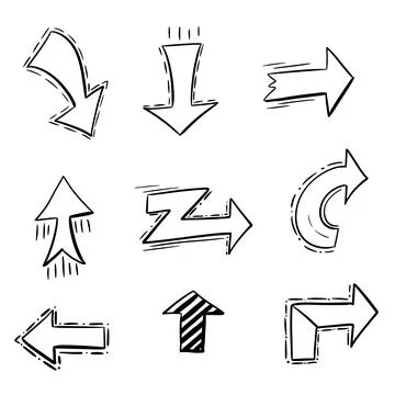 Hand drawn pointer arrow doodle element Stock Illustration