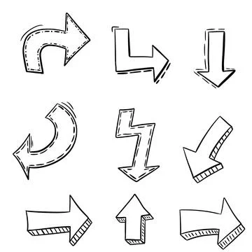 Hand drawn pointer arrow doodle element Stock Illustration
