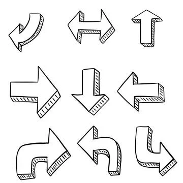 Hand drawn pointer arrow doodle element Stock Illustration