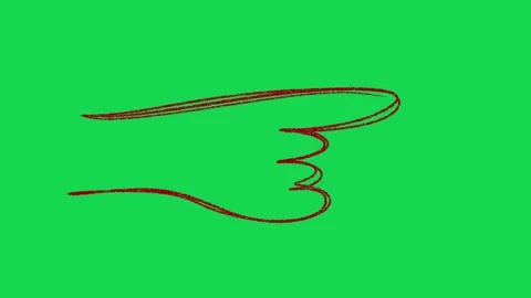 Hand Drawn Pointing Hand Finger Animation on Green Screen Direction Gesture Vidéo 334608691