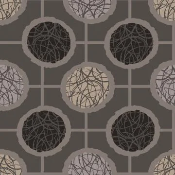 Hand drawn polka dot circle grid seamless pattern. Modern japanese textured Stock Illustration