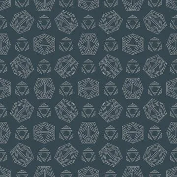 Hand drawn polyhedrons seamless pattern. Stock Illustration